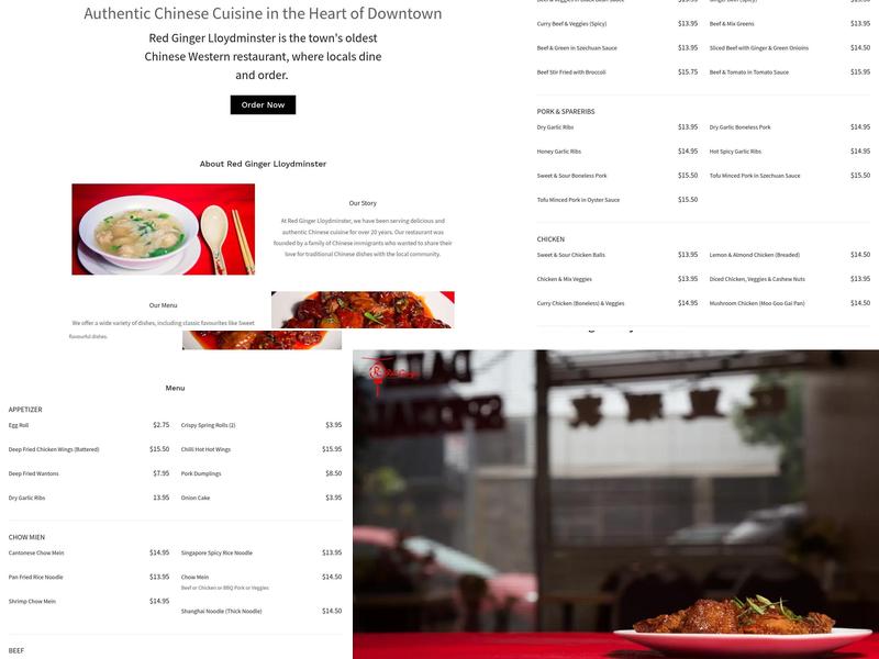 Red Ginger Restaurant Menu