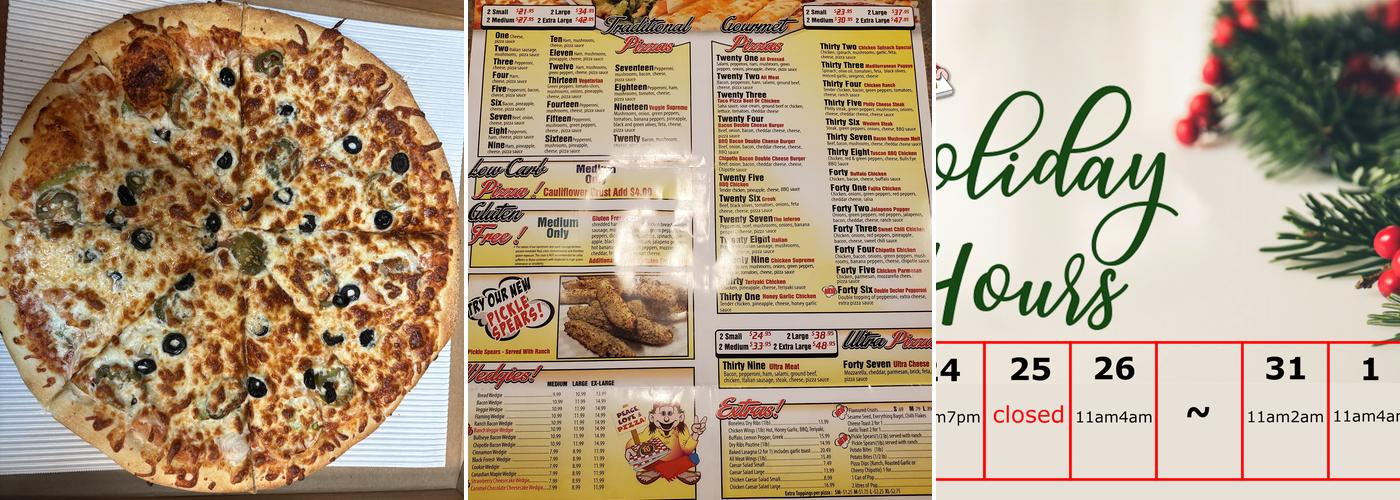 TJ's Pizza Menu