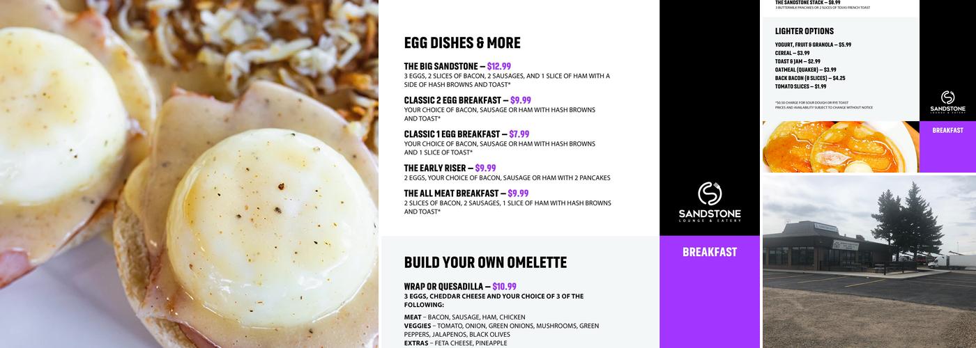 Sandstone Lounge and Eatery Menu