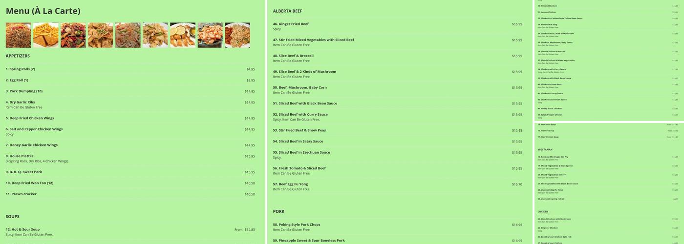 Happy Valley Restaurant Menu