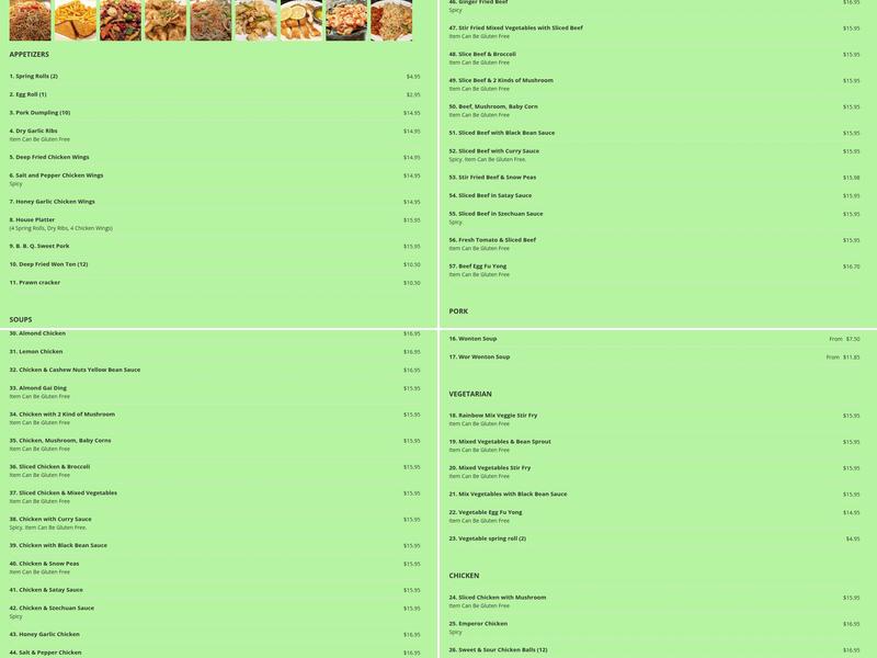 Happy Valley Restaurant Menu