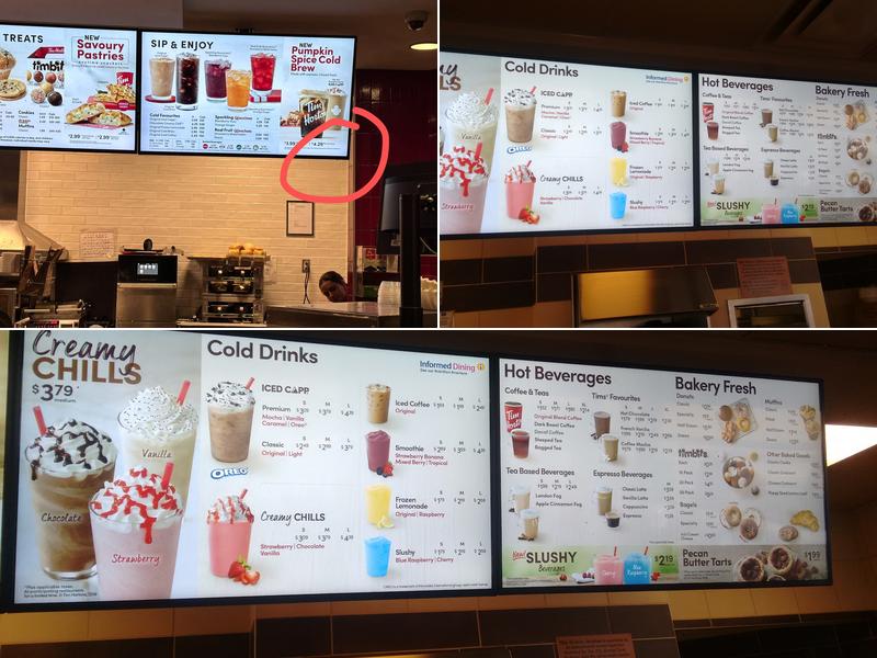 Tim Hortons Menu