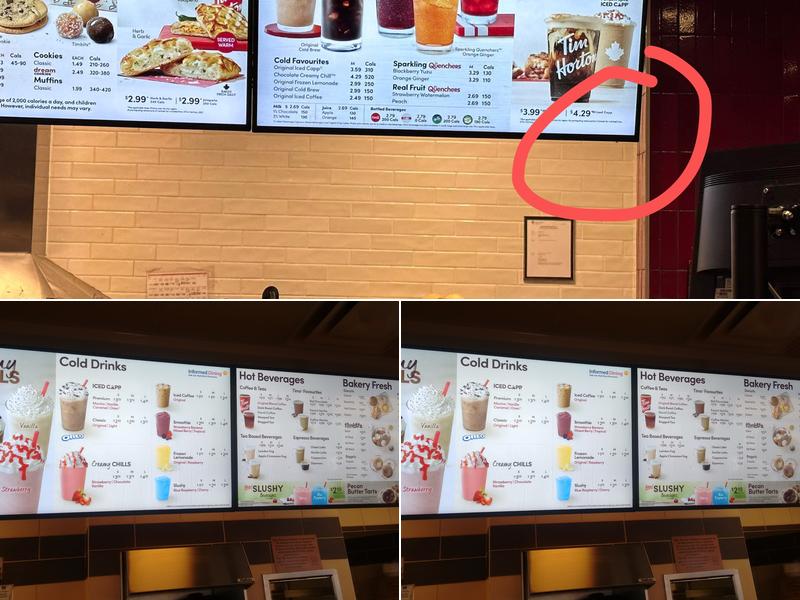 Tim Hortons Menu