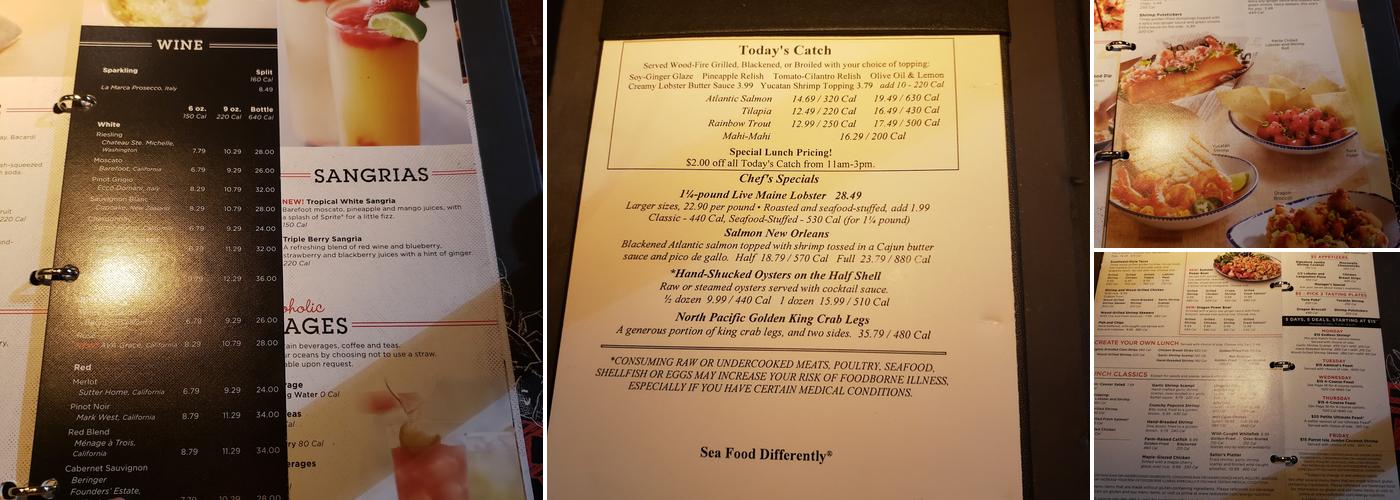 Red Lobster Menu
