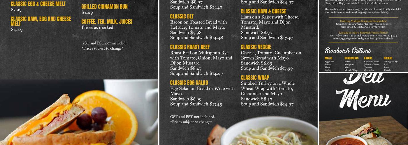 Main Bread & Butter Company Menu