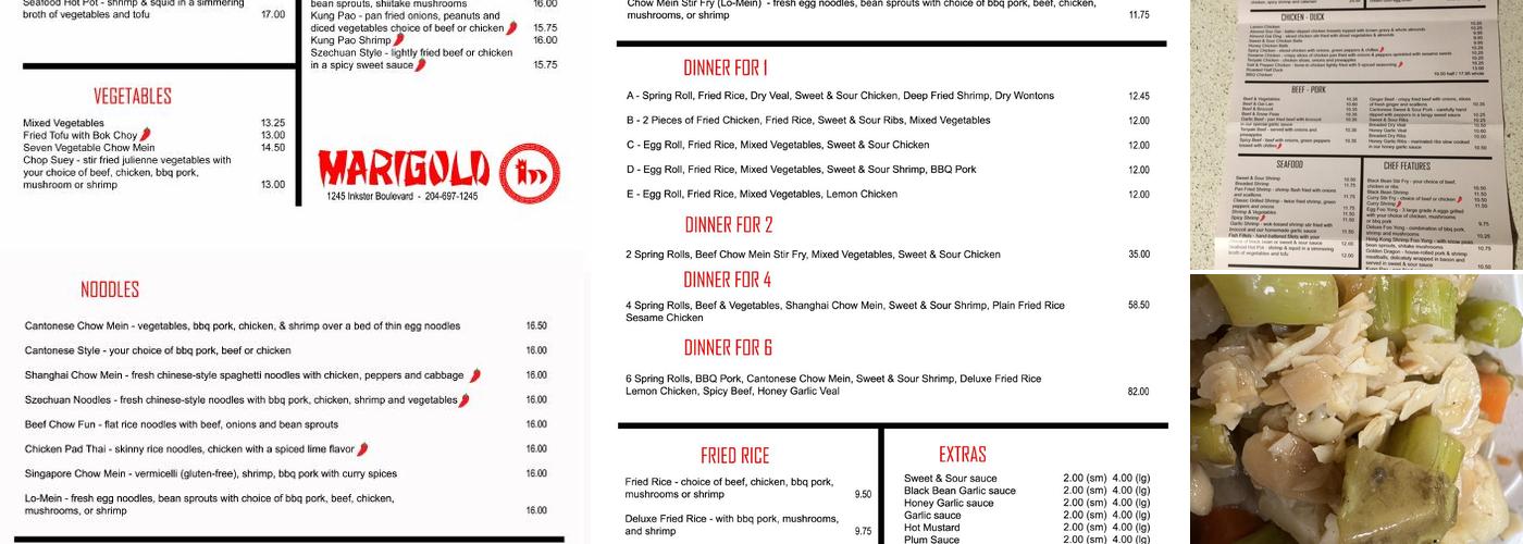 Marigold Restaurant Menu