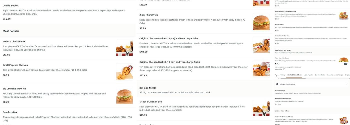 KFC Menu