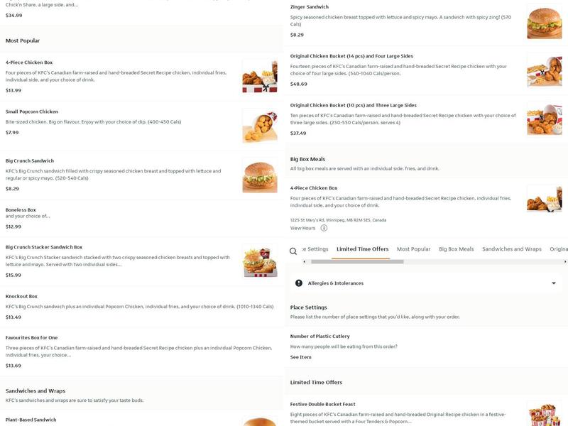 KFC Menu