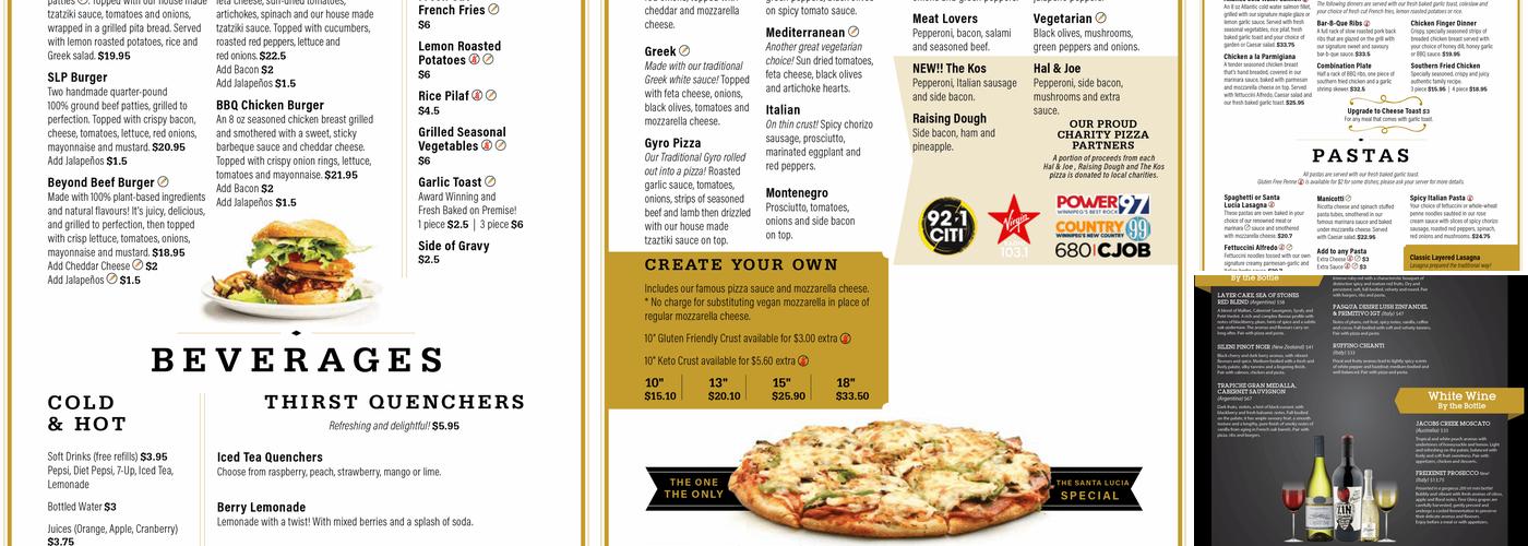 Santa Lucia Pizza Pembina Menu