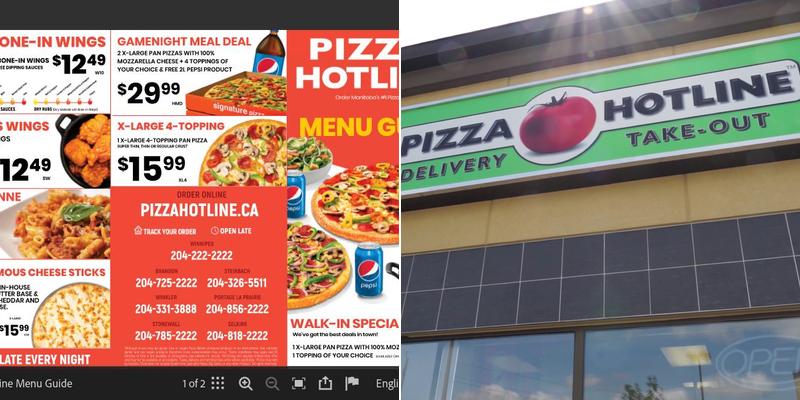 Pizza hotline Menu