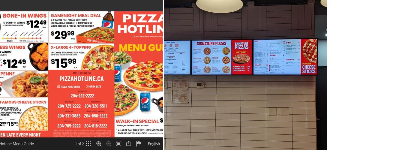 Pizza Hotline Menu