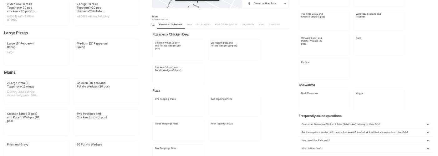 Pizzarama Chicken & Fries Menu