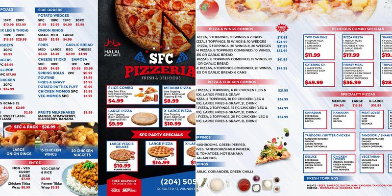 SFC Pizzeria Menu