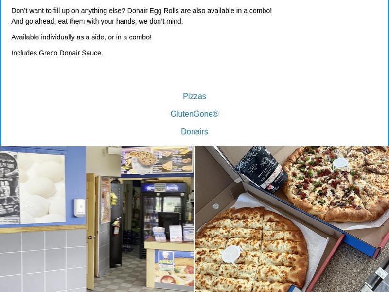 Greco Pizza Menu
