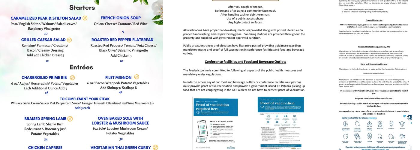 Regency Dining Room Menu