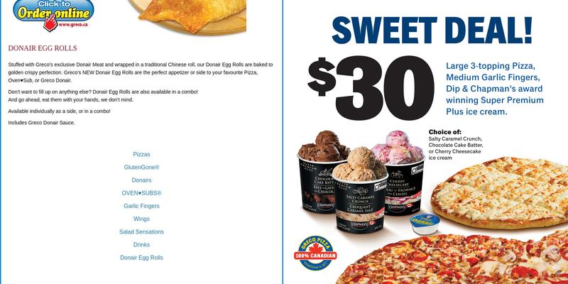 Greco Pizza Menu
