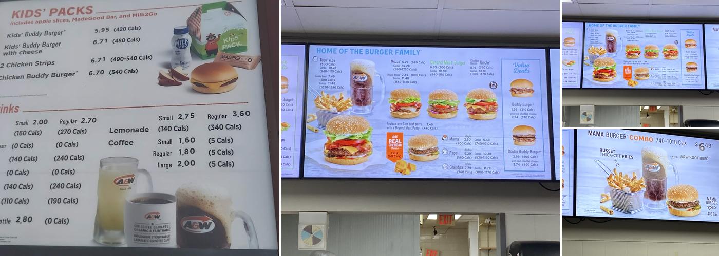 A&W Canada Menu