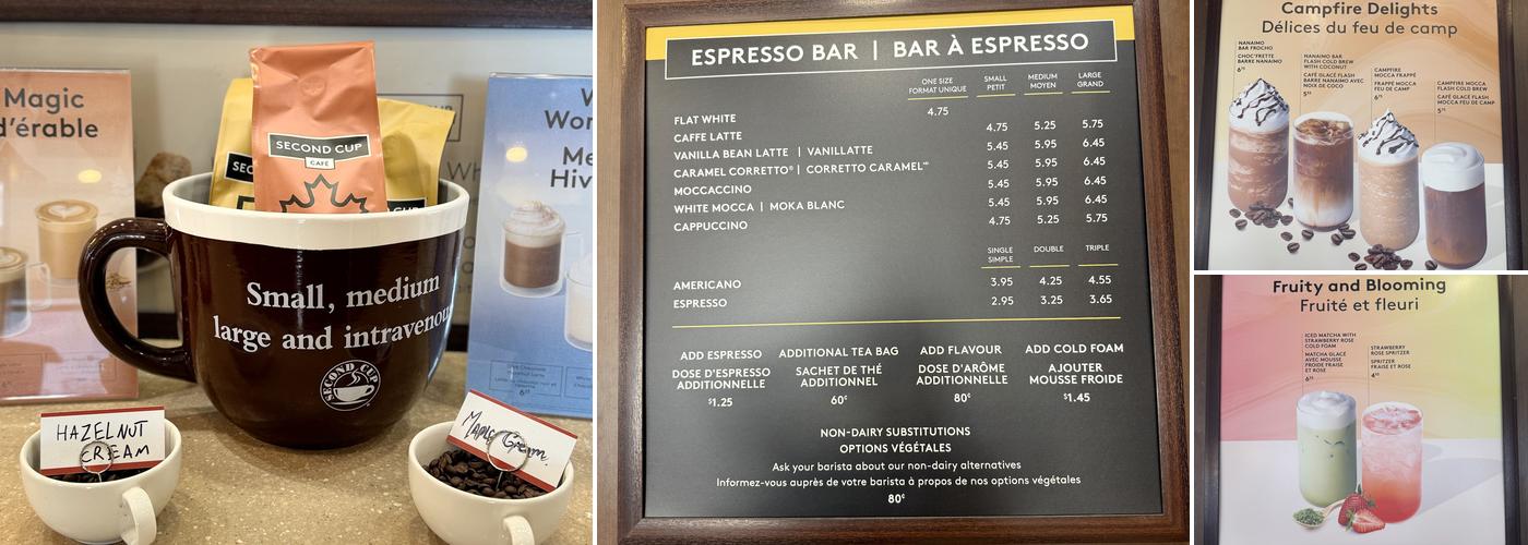 Second Cup Café Menu