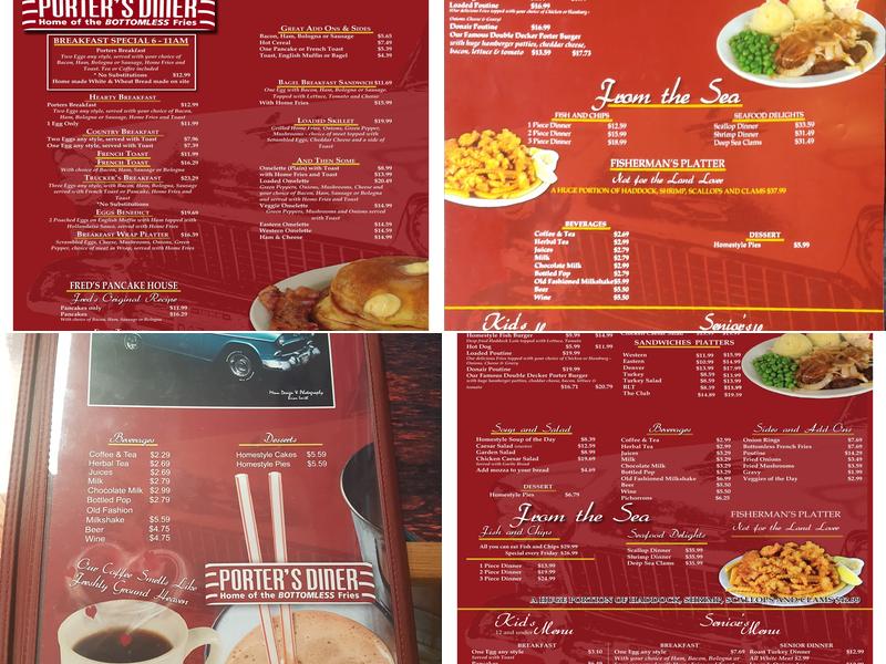 Porter's Diner Menu