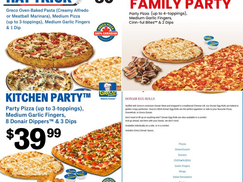Greco Pizza Menu