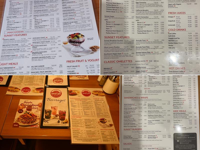 Sunset Grill Menu