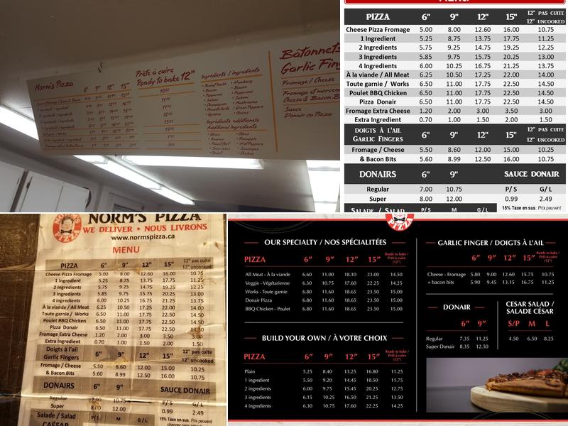 Norm's Pizza Menu