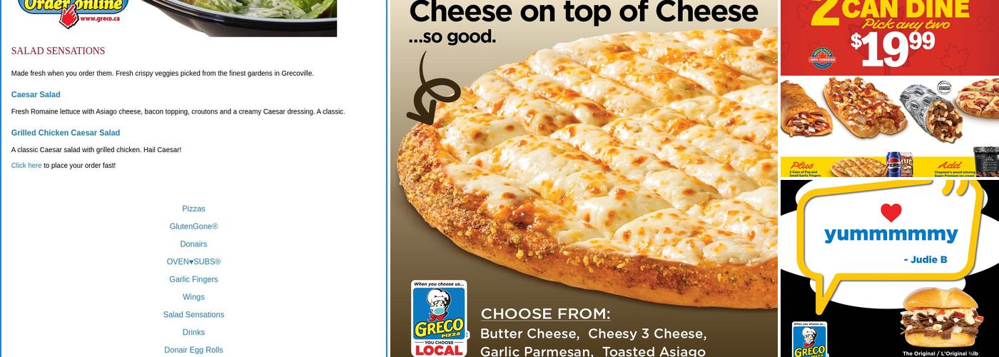 Greco Pizza Menu