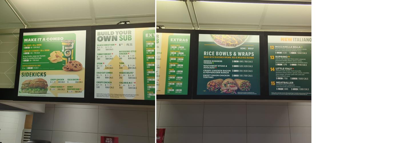 Subway Menu