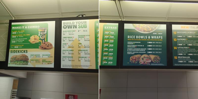 Subway Menu