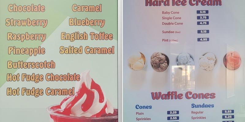 Sergio's Ice Cream Menu