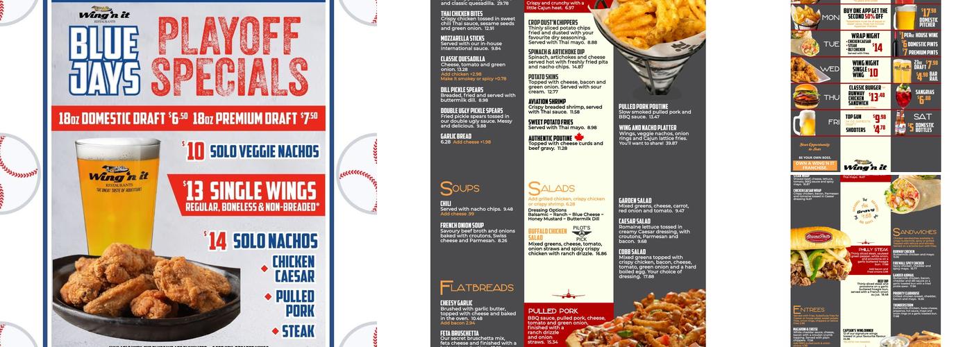 Wing'n It Menu
