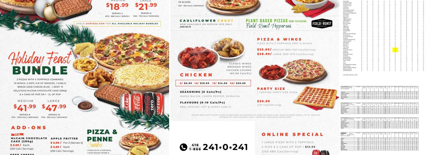 241 Pizza Menu