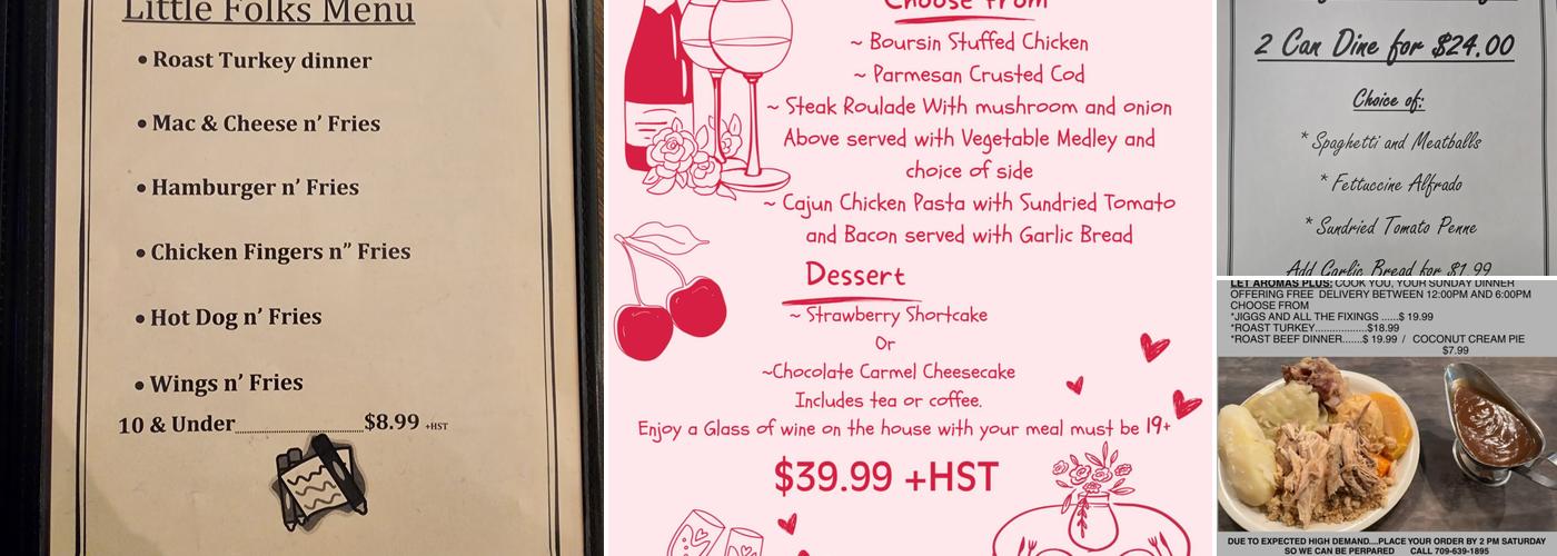 Aroma's Plus Menu