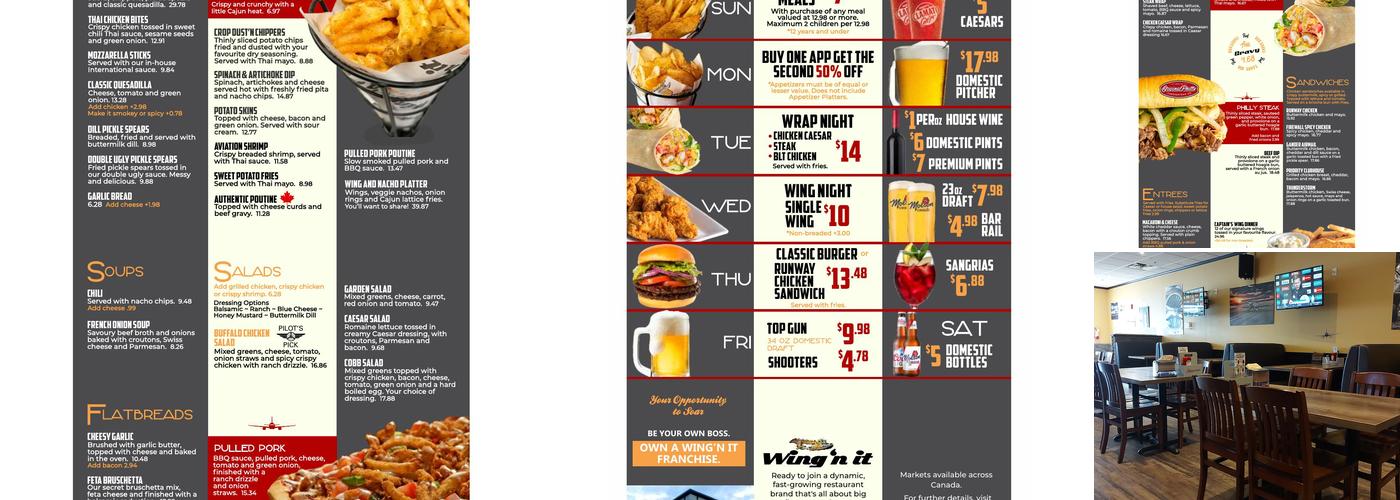 Wing'n It Corner Brook Menu