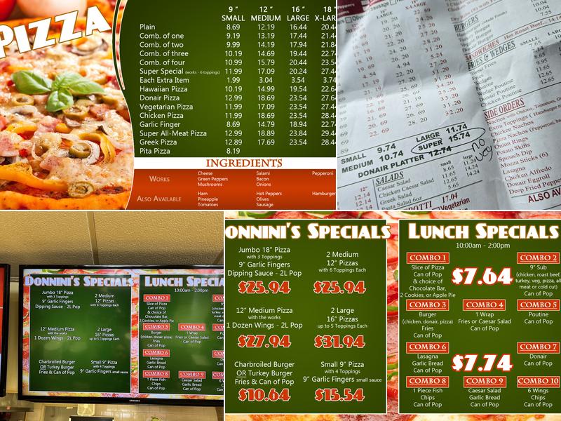 Donnini's Pizza & Donair Menu