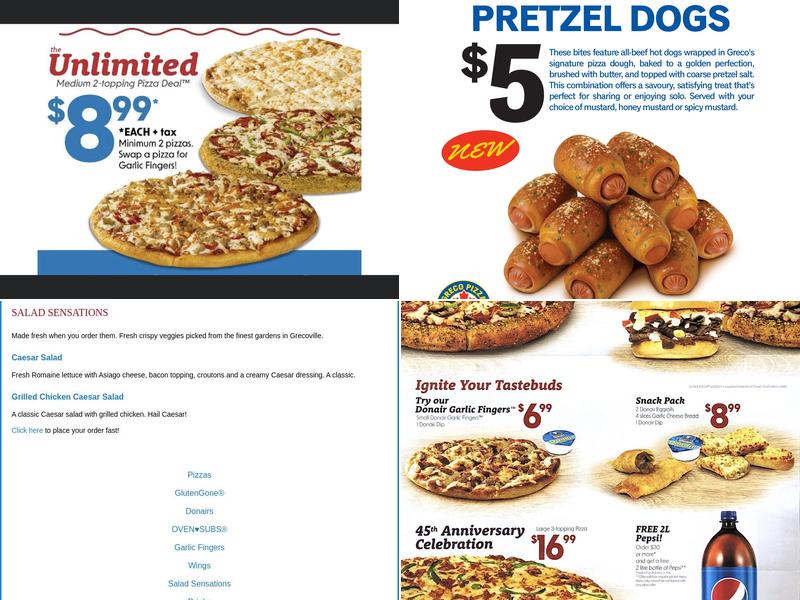 Greco Pizza Menu