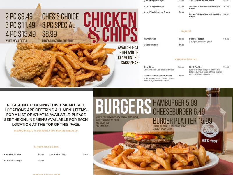 Ches's Famous Fish & Chips Menu