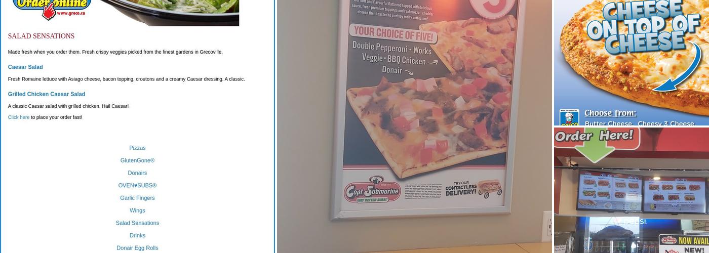 Greco Pizza Menu