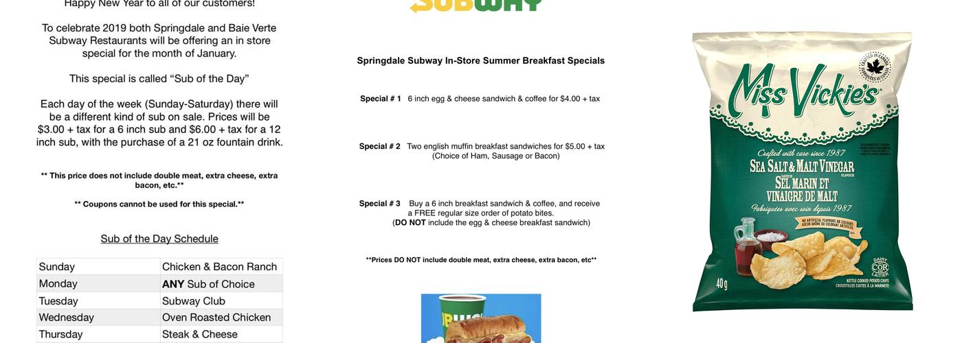 Subway Menu