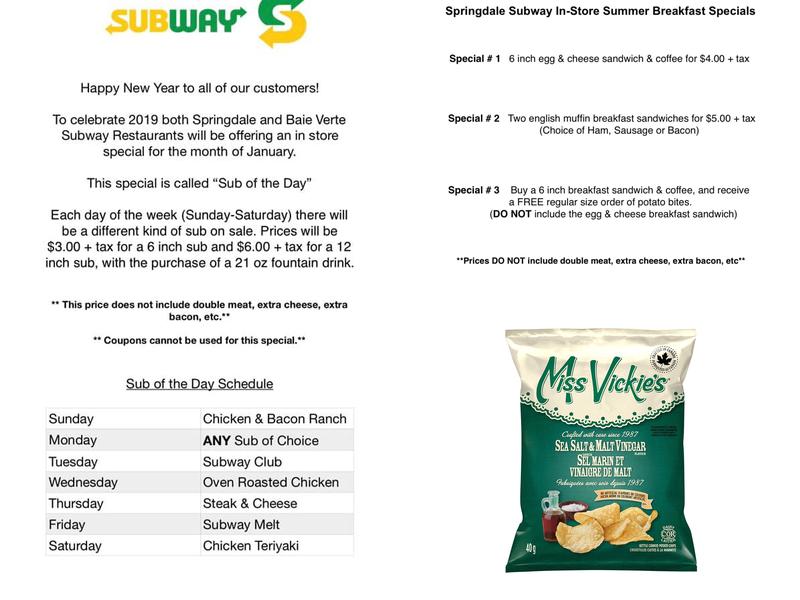 Subway Menu