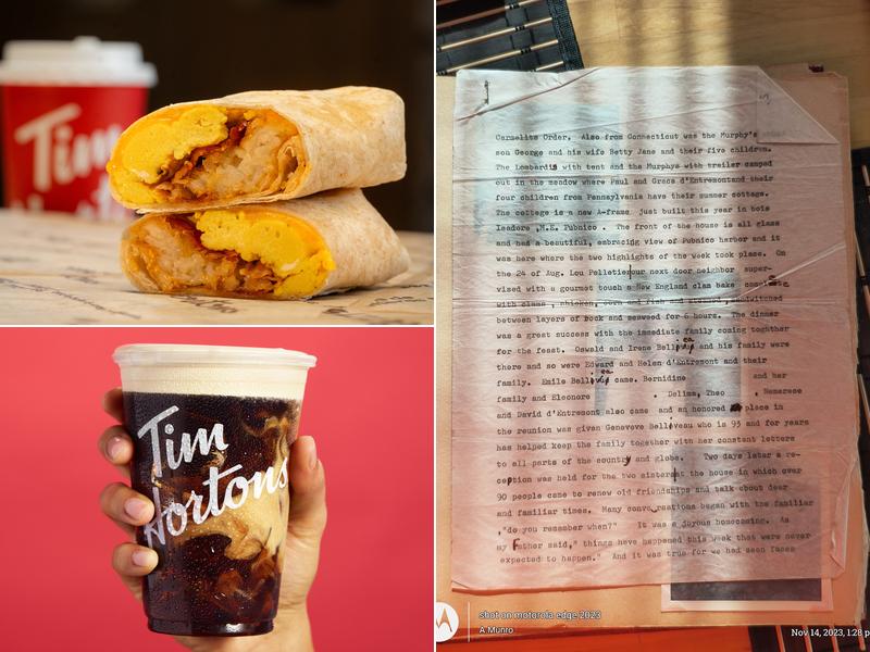 Tim Hortons Menu