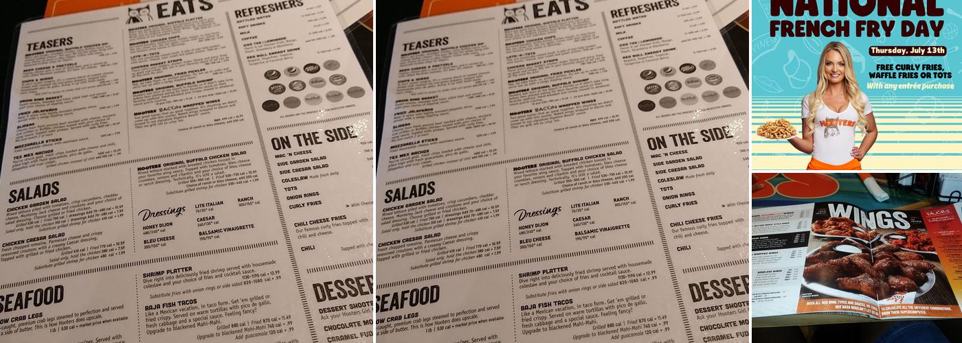 Hooters Menu