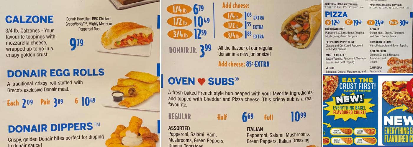 Greco Pizza Xpress Menu