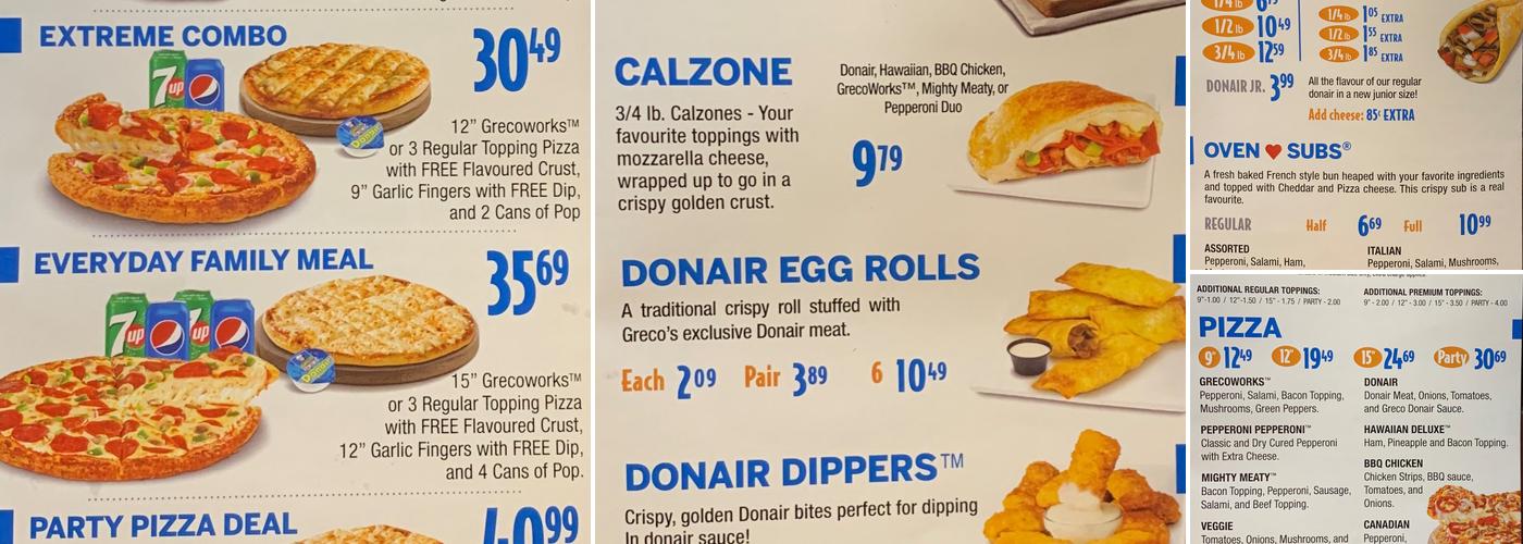 Greco Pizza Xpress Menu