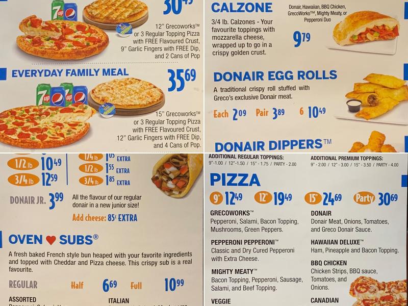 Greco Pizza Xpress Menu