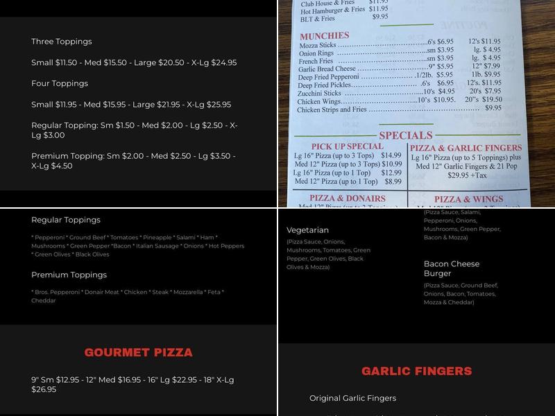 Rush Hour Pizza Menu