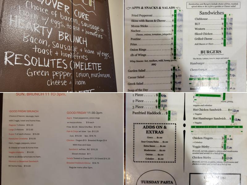 Resolutes Amateur Athletics Club Menu