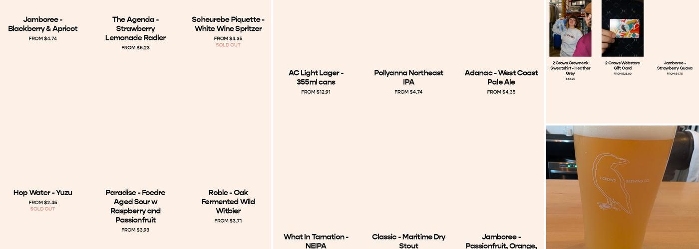 2 Crows Brewing Co. Menu