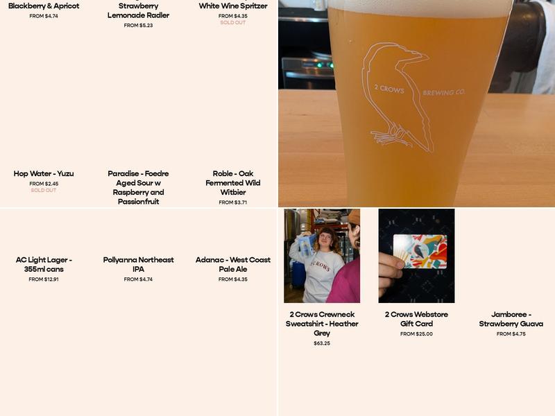 2 Crows Brewing Co. Menu