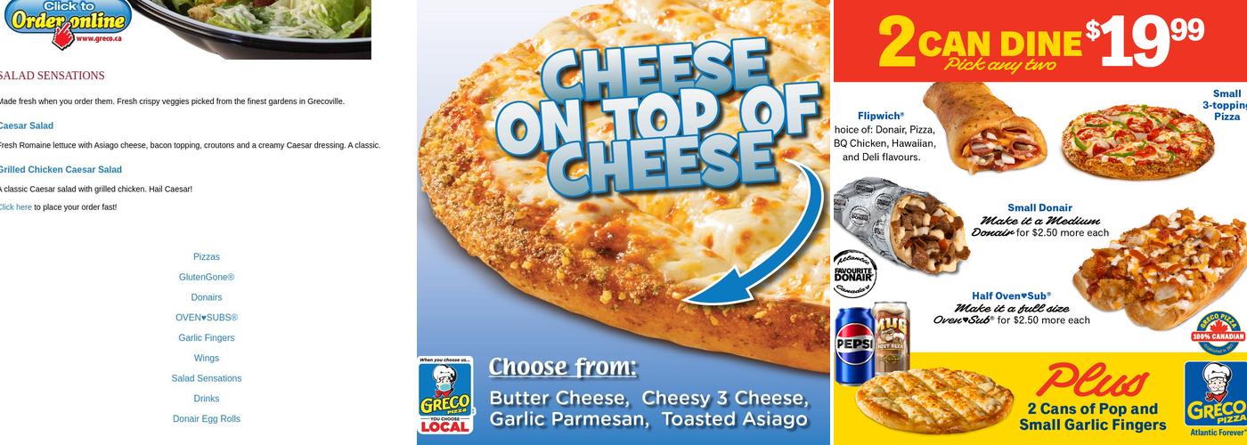 Greco Pizza Menu